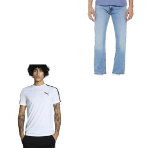 puma men's printed classic fit tees with levi's men's 517 loose mid rise jeans