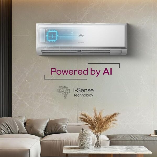 godrej 1 ton 3 star, 5 years comprehensive warranty, ai powered, 5 in 1 convertible cooling, inverter split ac (copper, 2025 model, heavy duty cooling at 52 °c, ac1t ei 12pinv3r32 wyq 3s, white)