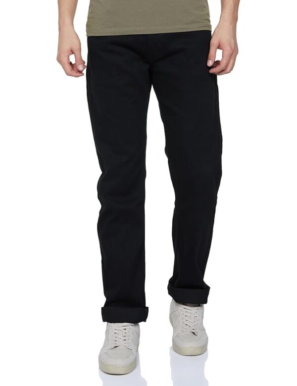 levi's men's black straight fit mid rise jeans