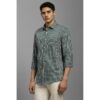 louis philippe men's premium cotton easy to care slim fit checks casual shirt with natural stretch