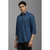 louis philippe men's premium cotton easy to care slim fit checks casual shirt with natural stretch