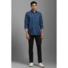 louis philippe men's premium cotton easy to care slim fit checks casual shirt with natural stretch