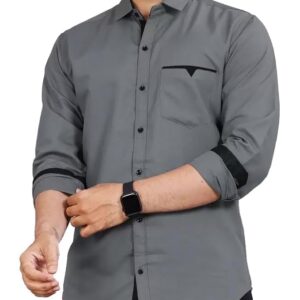cb colebrook men's regular fit solid soft touch cotton casual shirt with pocket design with spread collar & full sleeves (available in plus size)