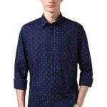 peter england men's cotton slim fit print shirt