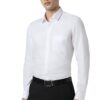 peter england men's premium solid herringbone regular fit full sleeve formal shirt | wonder fabric | cotton rich