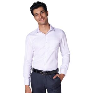 siyaram's inspiro cotton blend slim fit striped formal shirt for men (white)