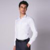 siyaram's inspiro cotton blend slim fit striped formal shirt for men (white)