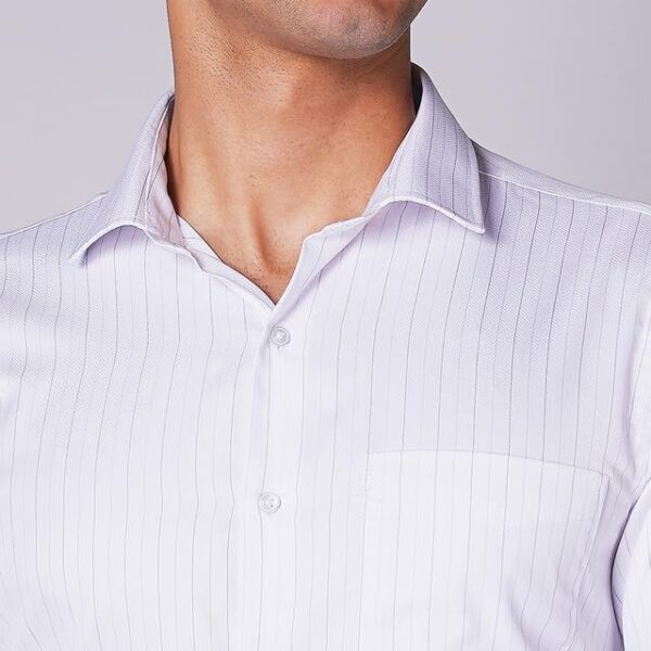siyaram's inspiro cotton blend slim fit striped formal shirt for men (white)