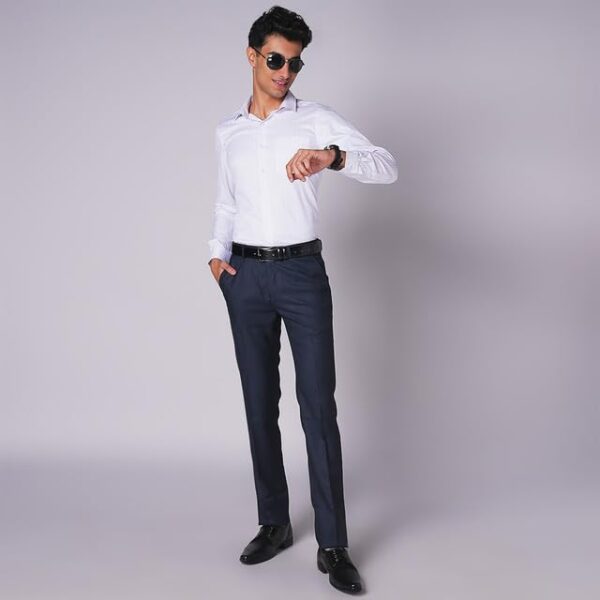 siyaram's inspiro cotton blend slim fit striped formal shirt for men (white)