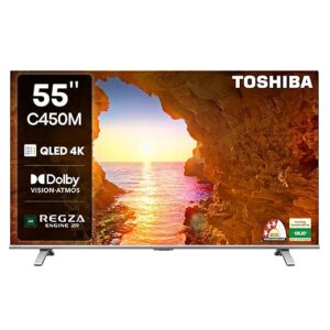 toshiba 139 cm (55 inches) c450me series 4k ultra hd smart qled tv 55c450me (silver)