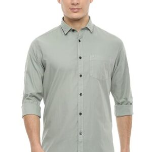 van heusen men's cotton slim fit solid casual shirt